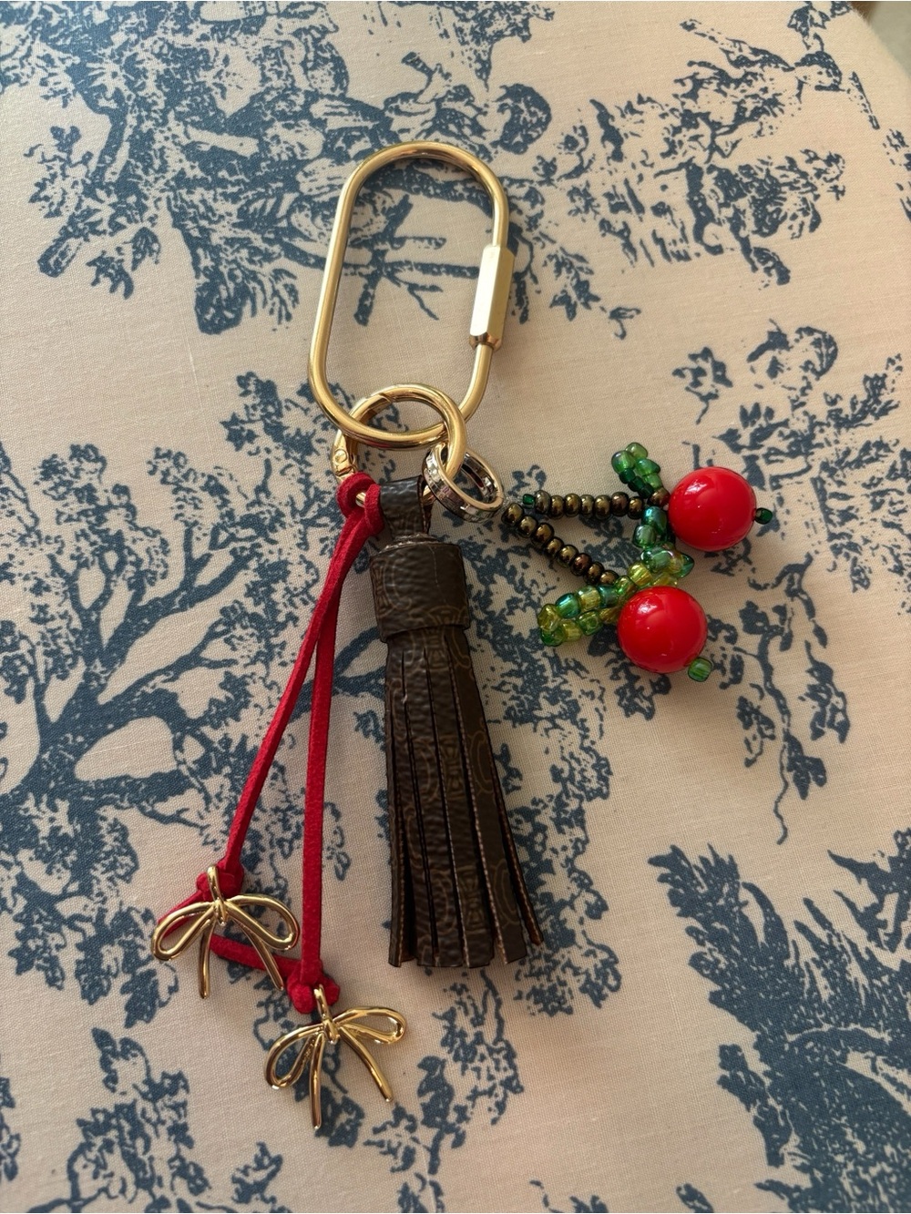 Handmade Bag Charm with Celine Dark Brown Monogram Canvas